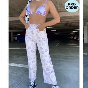 Shekou Women’s Flower Print Jeans NWT